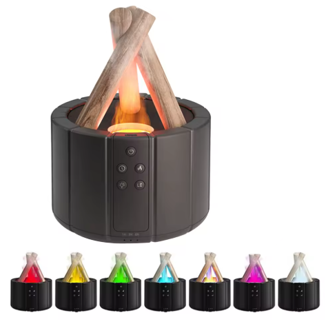 Flame Simulated Aroma Diffuser - Bonfire Air Humidifier, 280ml Ultrasonic Cool Mist Maker with LED Night Light