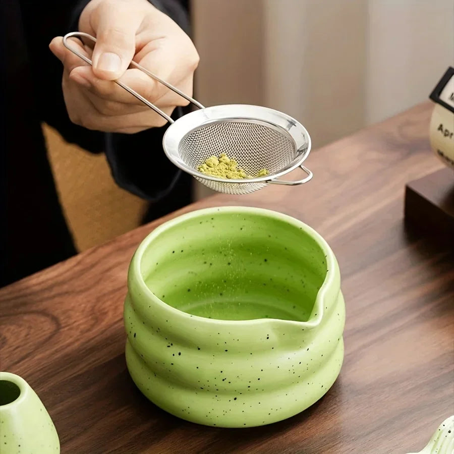 Matcha Bowl Ceramic Wavy Rim Tea Kit With Song Dynasty Pointing Device Fall 2025 Mindful Gift