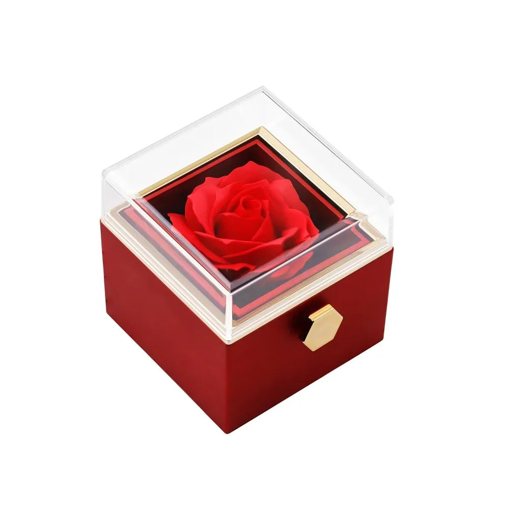 Custom Gift for Mother's Day Real Rose Flower Gift Box – Personalized Heart Necklace with Real Rose