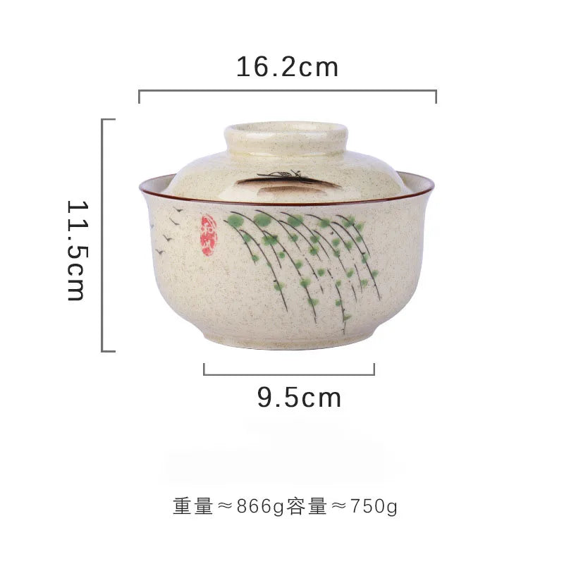 Ramen Instant Bowl With Lid Porcelain Large Capacity