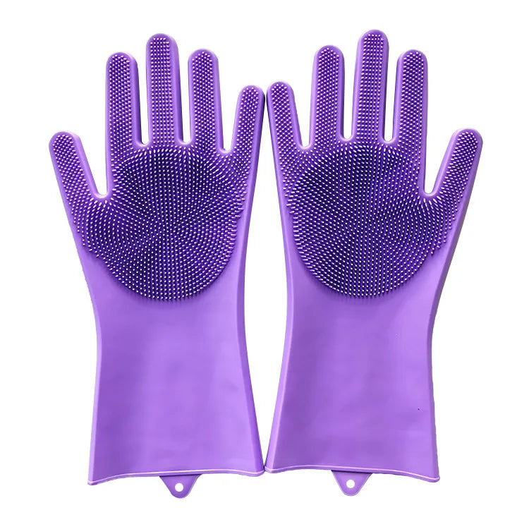 Silicone Dishwashing Gloves with Scrubber - Eco-Friendly Household Cleaning Device