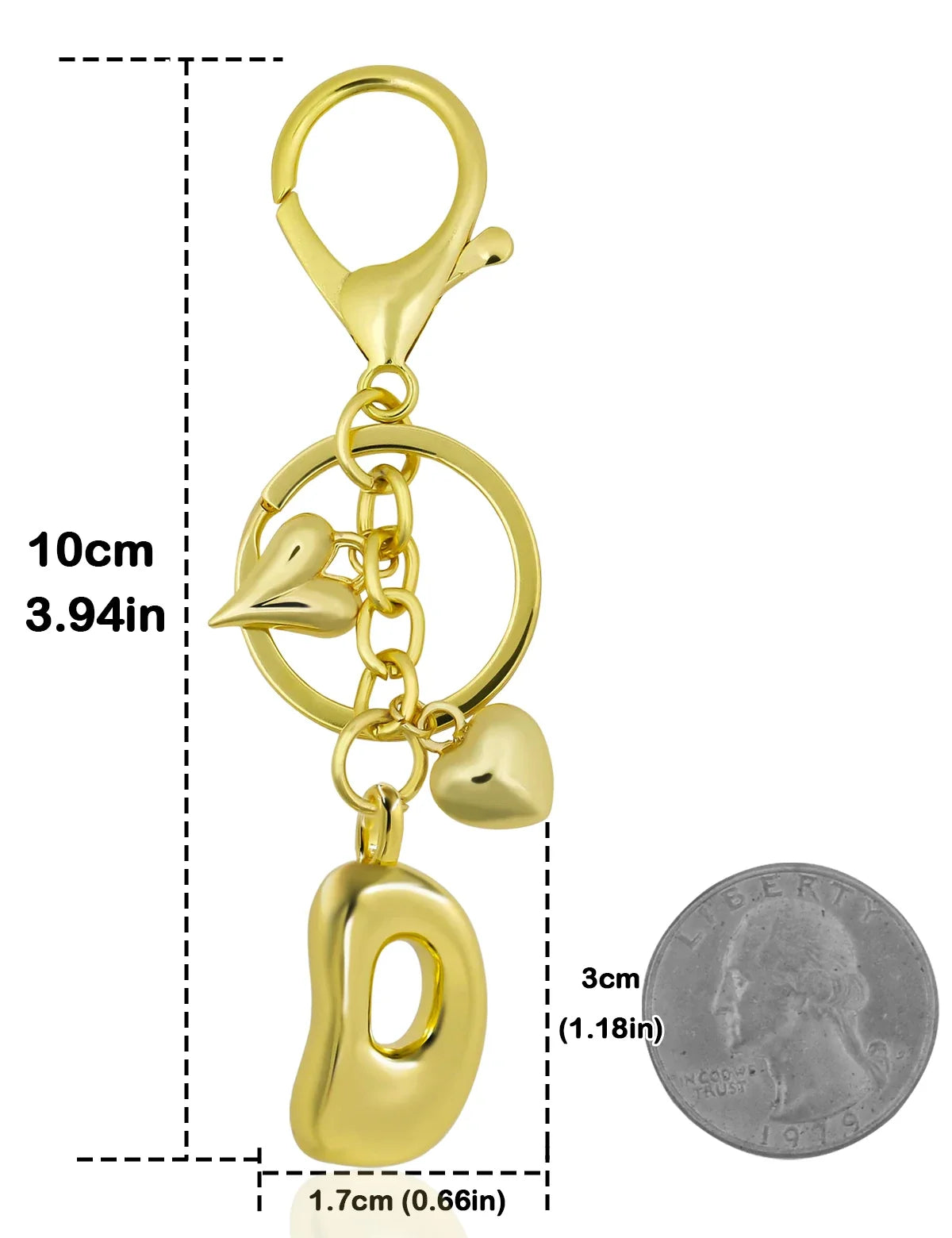 Keychain Personalized Gold Bubble Letter Bag Charm Gift