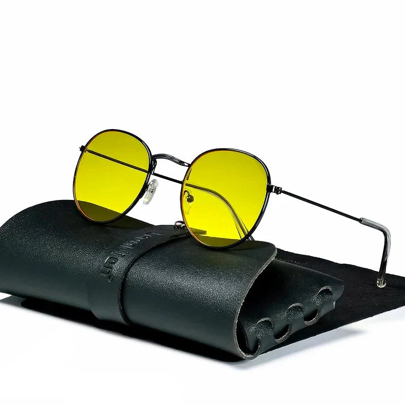 Round Retro Sunglasses for Men/Women Deluxe UV400 Metal Vintage Eyewear No Leather Case