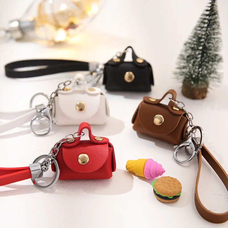 Free 1+1 Birkin Inspired Mini Hand Bag - Cute Leather Bag Charm Keychain & Earphone Case