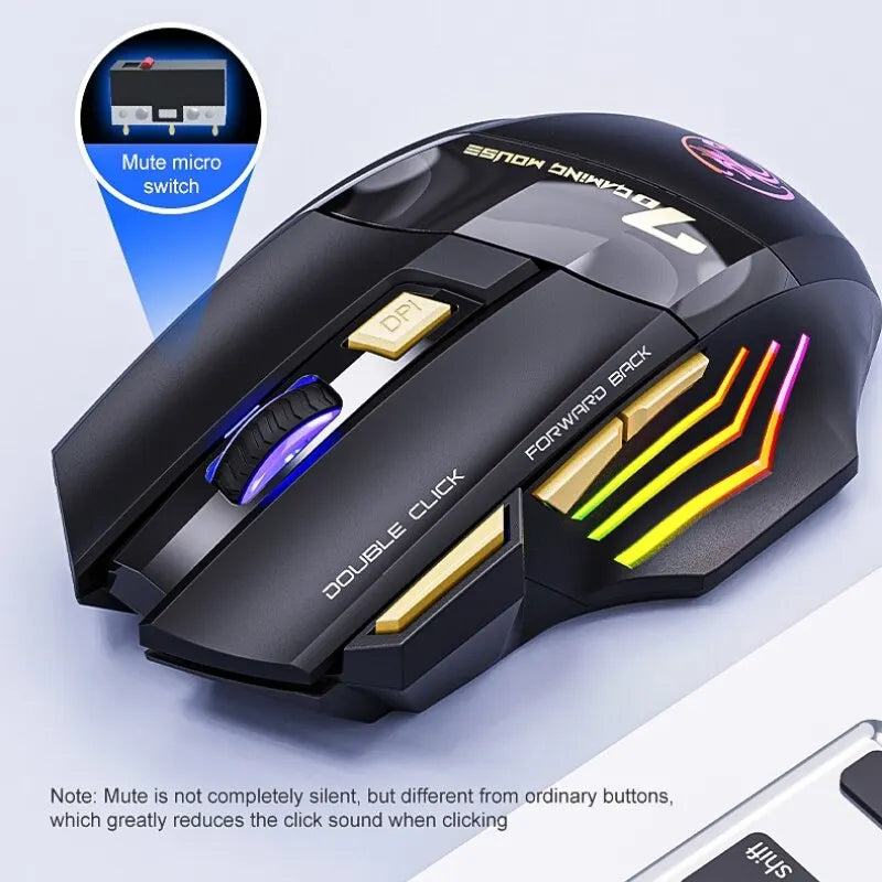 Cordless Gaming Mouse 3200DPI Dual Mode Battery-Powered