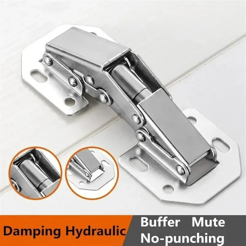 Steel Stainless Cabinet Hinges 90 Degree No-Drilling for Kitchen Furniture 10PCS