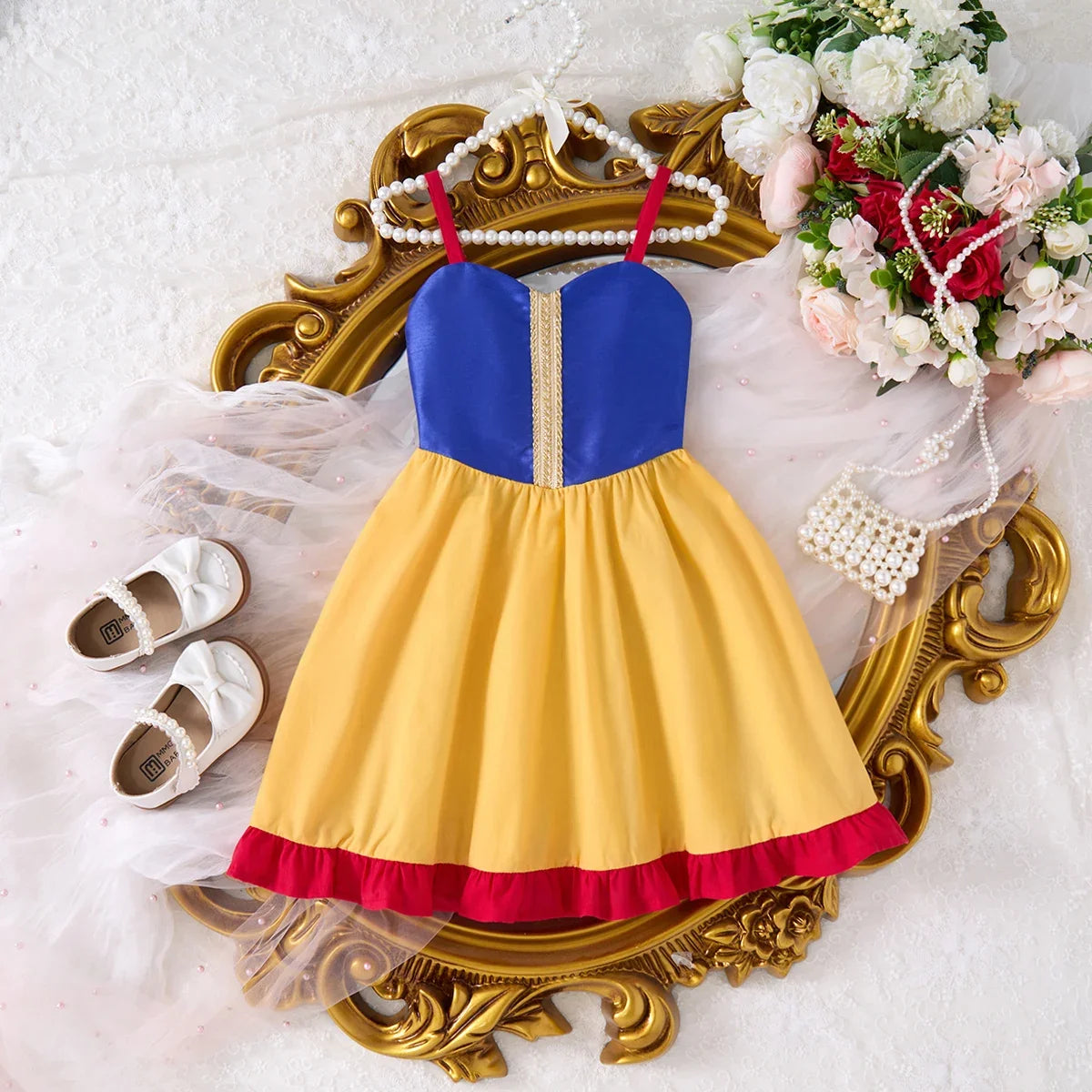 girls' Breathable dress - lace-up sling, sleeveless, flowy, polyester, for summer