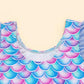 Mermaid-Scale Print, Ruffle Sleeves, Tulle, Polyester Elastane, Beach – Fast-Dry Sturdy Girls' One-Piece Swimsuit