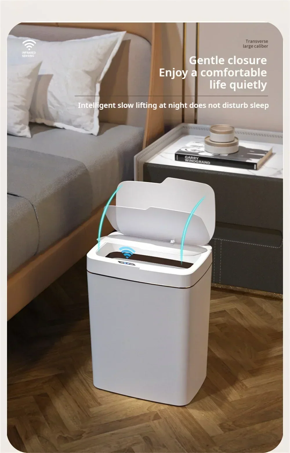 Touchless Smart Sensor Trash Can 15L Water-Resistant Automatic