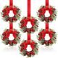 Christmas Wreaths Kit Of 6 Mini Cabinet Wreaths With Red Bows Farmhouse Holiday 2025 Artificial Sturdy Decor