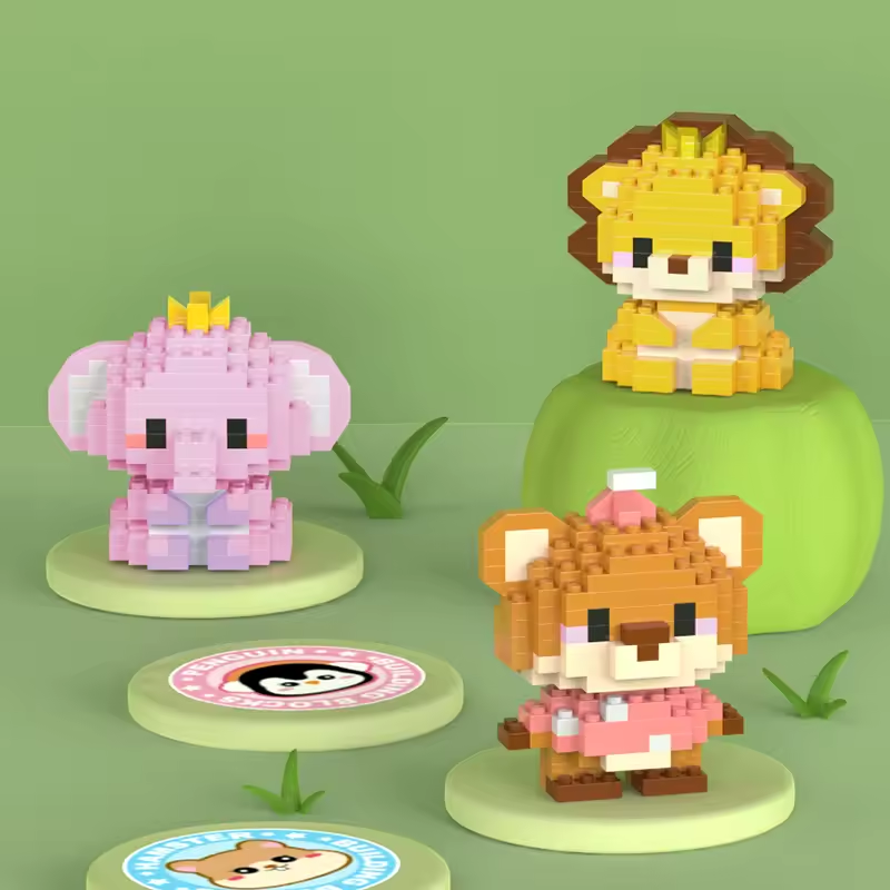 Mini Cute Animals Micro Building Blocks Lion 3D Toy Kit for Kids