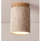 Travertine Japandi Ceiling Light Wood Cap Round Mid Century Lamp