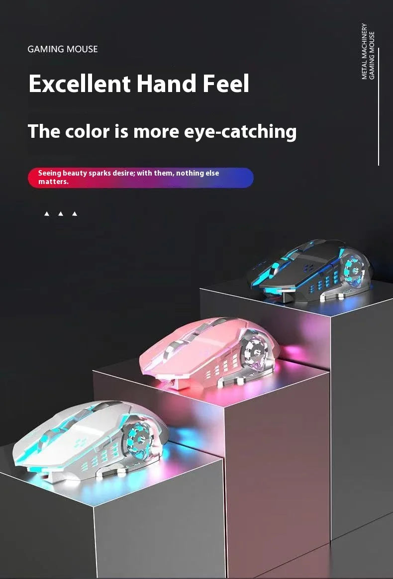 Cordless Battery-Powered Gaming Mouse Bluetooth Silent Backlit