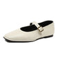 Women Supportive Mary Jane Flats - Square Toe, Leather