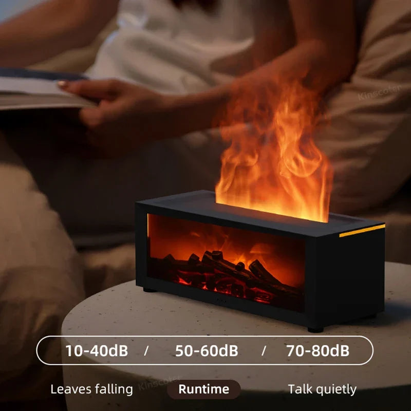 Oil Essential Diffuser Fireplace Flame Humidifier Colorful LED Aroma Mist Remote Timer USB Cozy Fall 2025 Gift