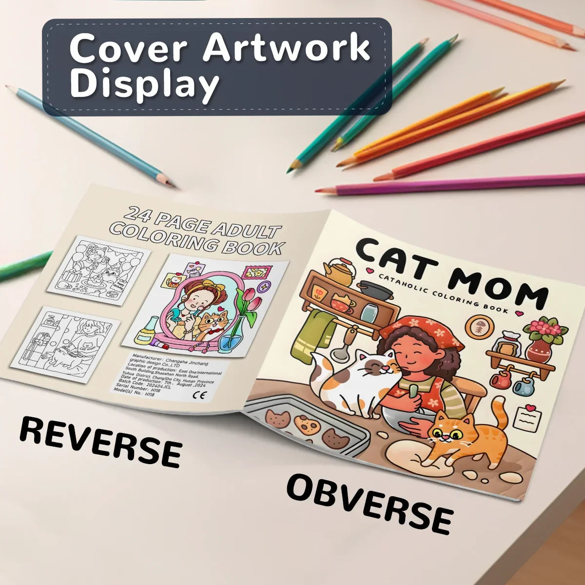 Book Coloring 24-Page Cat Family Life Scenes Relaxation Easter Gift Idea For Stress Relief
