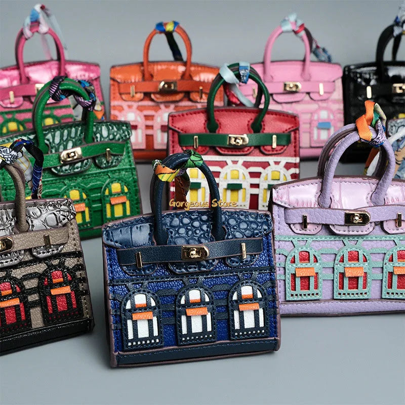 Inspired Birkin Mini Hand Bag - Platinum Bag Charm