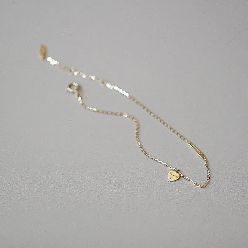 Heart Gold Bracelet 14K Plated 925 Silver Valentine's Gift