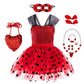 Light girls' Ladybug cosplay costume - sequin bodice with knee-length tulle skirt, polyester, for Halloween