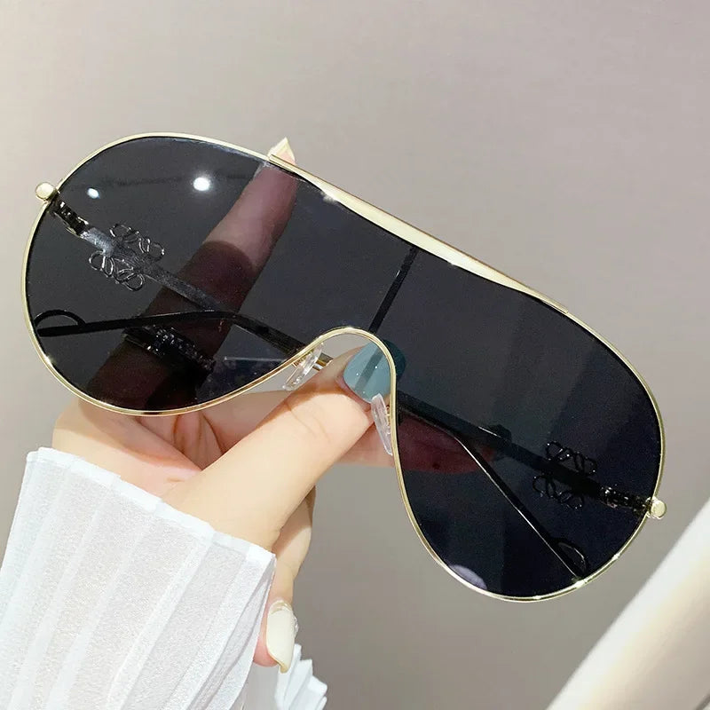 One-Piece Metal Sunglasses - Large-Frame Sports Goggles for Cycling, Men and Women