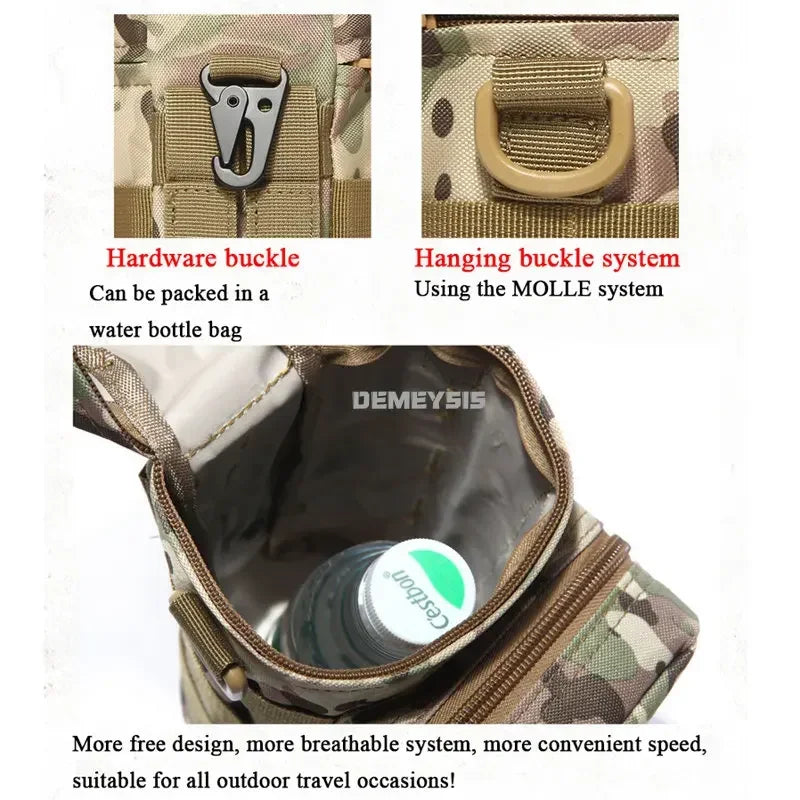 Water2025 Edition Bottle Pouch Waist Bag Tactical MOLLE 1L Capacity Hiking Camping Fall