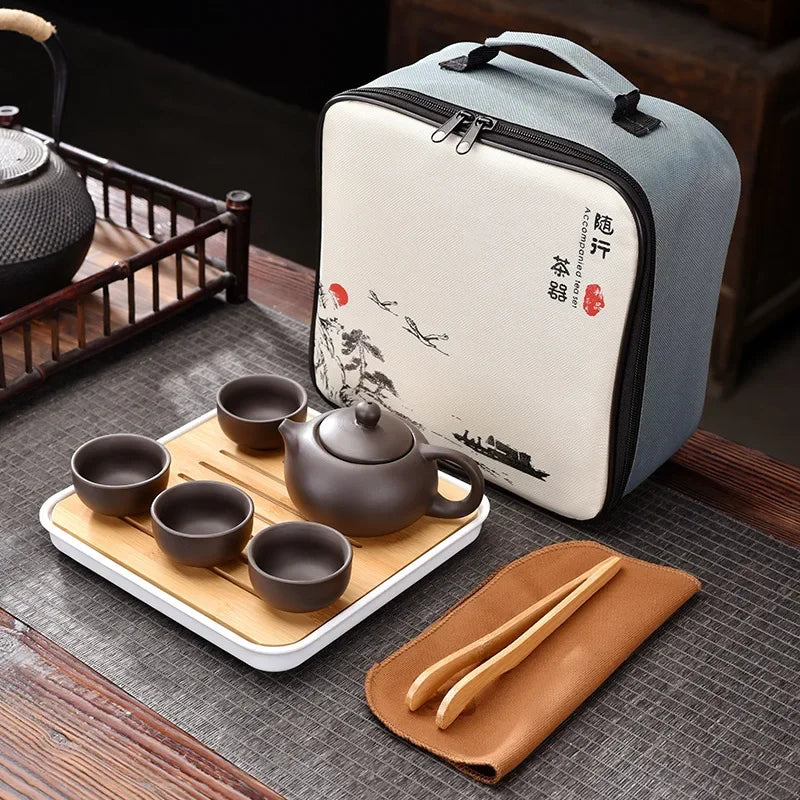 Purple Clay Travel Tea Kit Travel-Friendly Kung Fu Teaware