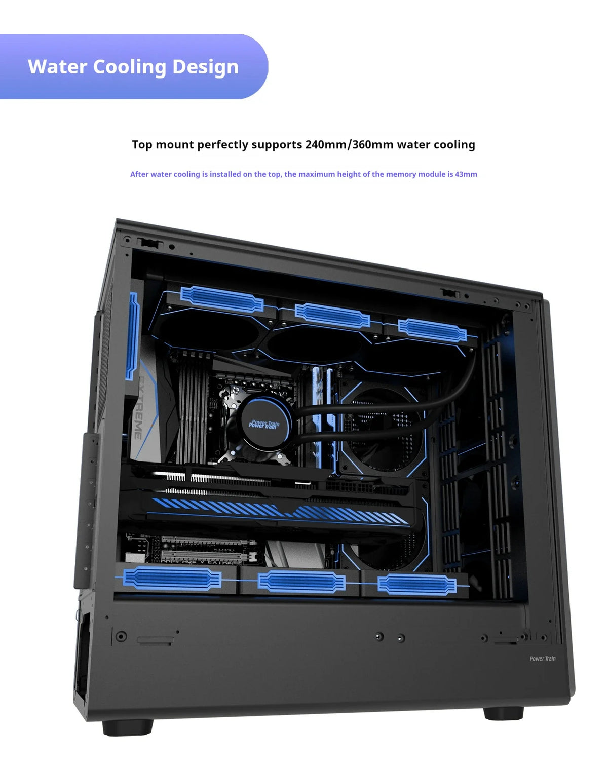 Case PC Glass Side ATX M ATX ITX Support 360mm Radiator