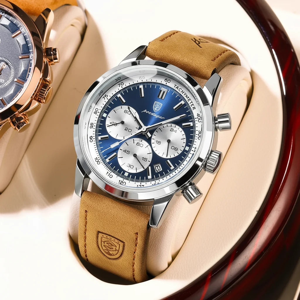 Quartz2025 Edition Watch Leather Chronograph Military Style
