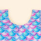 Mermaid-Scale Print, Ruffle Sleeves, Tulle, Polyester Elastane, Beach – Fast-Dry Sturdy Girls' One-Piece Swimsuit