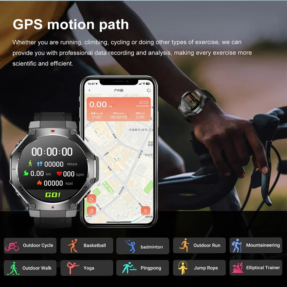 Smartwatch GPS Health Monitor - AMOLED Display, Bluetooth Calling, 3ATM Water-Resistant Fall 2025 Fitness Gift