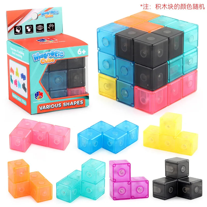 Magnetic Removable Cube Building Blocks - Educational Fidget Puzzle Toy for Kids, Fun Gift for Early Learning