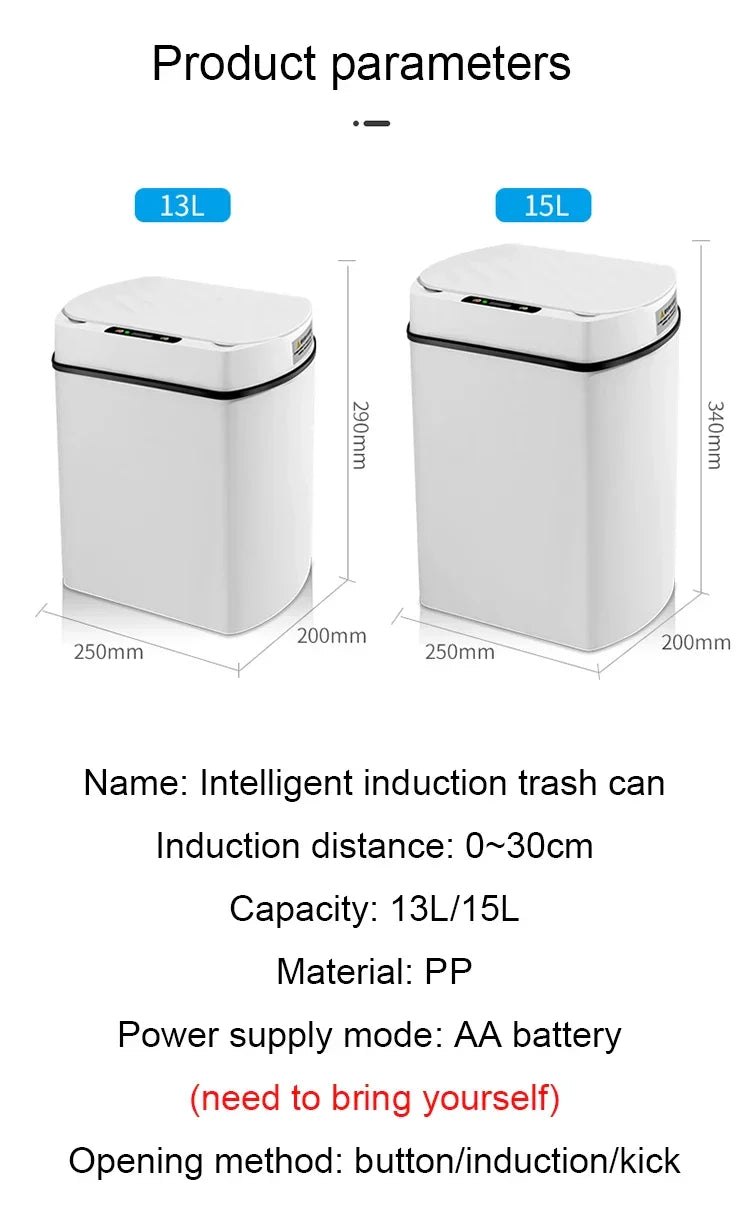 Sensor Smart Trash Can Rectangular Kitchen Bathroom