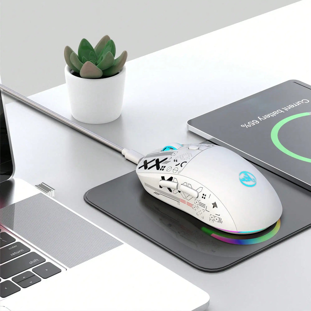 Gaming Mouse Cordless RGB 4000 DPI Battery-Powered 650mAh