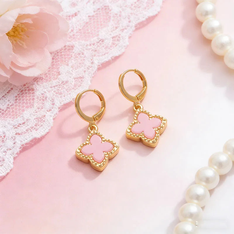 Four Earrings Leaf Clover Pendant Dangle Jewelry Gift Idea Spring 2026 Trendy Party Accessory