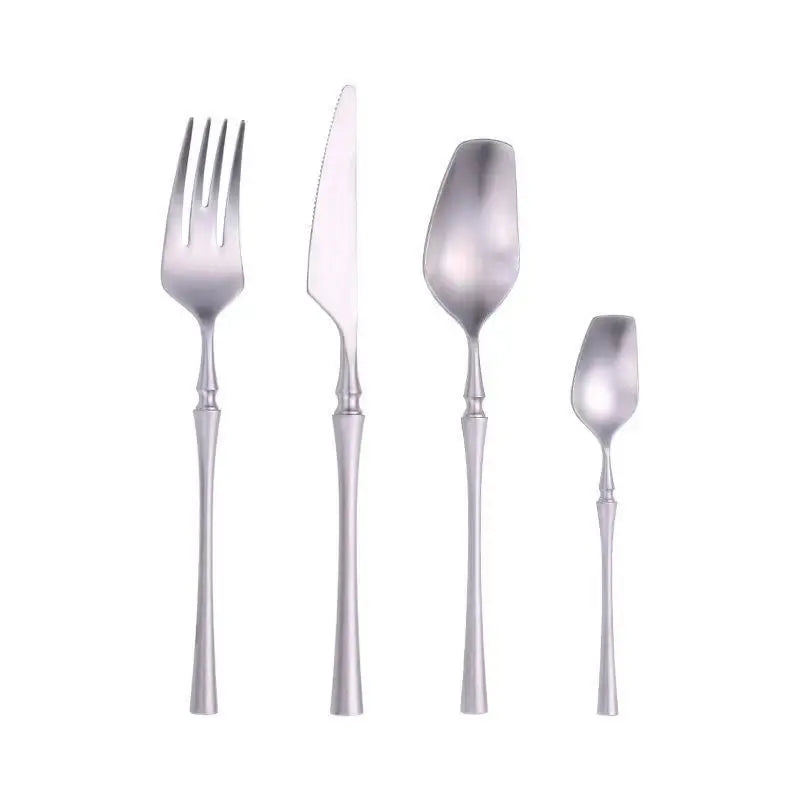 Stainless Steel 18/10  Cutlery Kit - Glossy Silver Dinnerware, Matte 304 Tableware for Gifts