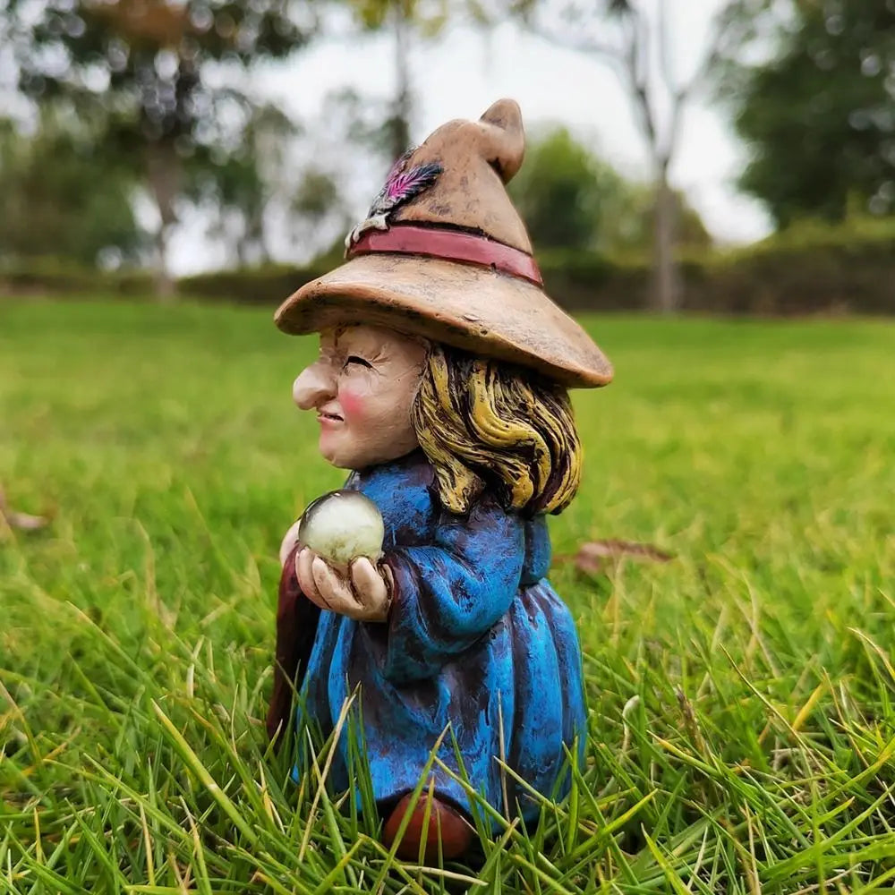 Resin Witch Statue Water-Resistant Garden Gnome Figurine Indoor Outdoor Halloween Decor 2026 Gift Idea