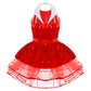Light girls' leotard - sequined skirted tutu, polyester, for ballet and dance performances