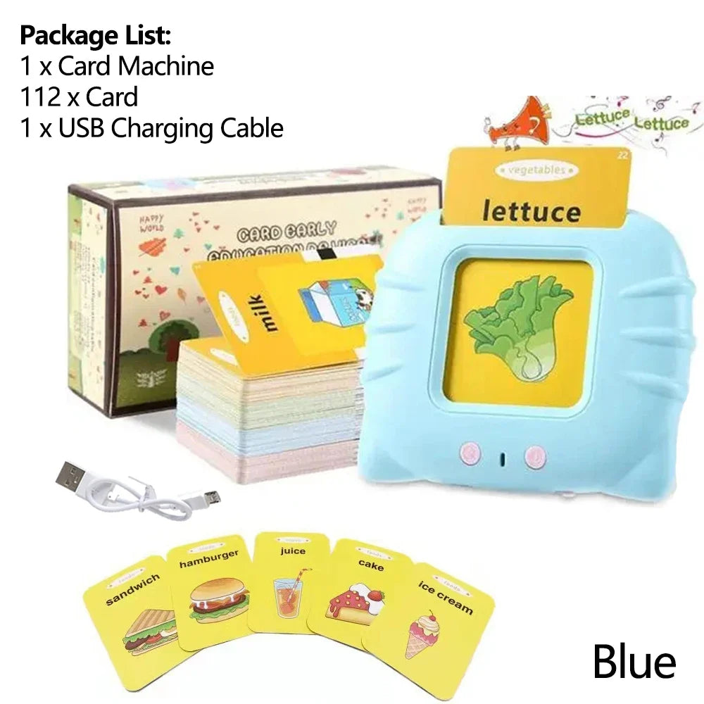 Talking Flashcards Learning Machine for Kids - Educational Audio Book Toy for Preschool Ages 2-6, USB Battery-Powered, Eye-Friendly Design