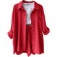 Women Two-Piece Kit Orange Wrinkled Lapel Shirt & High-Waisted Shorts Fashion Suit
