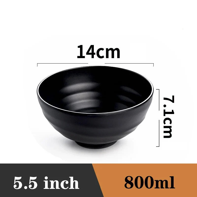 Bowl Ramen Black Plastic Japanese Style Noodle Bowl