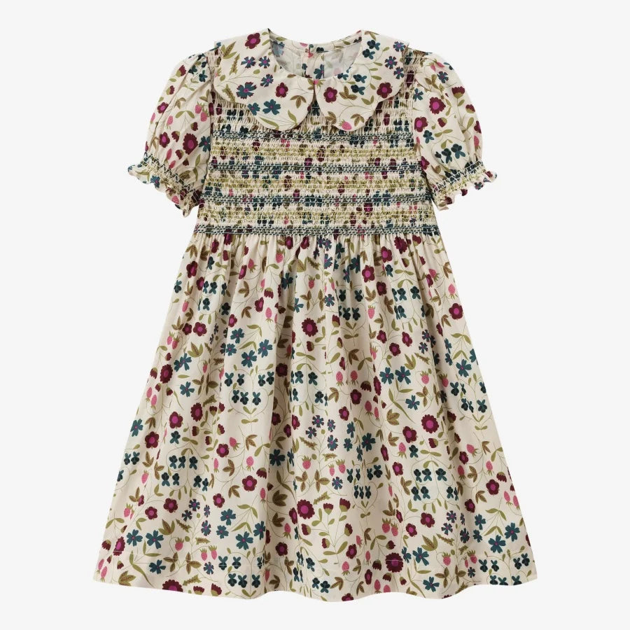 Floral Print, Cotton, For Family Matching Outfits, Summer Events – Plush Girls' Smocking Dress