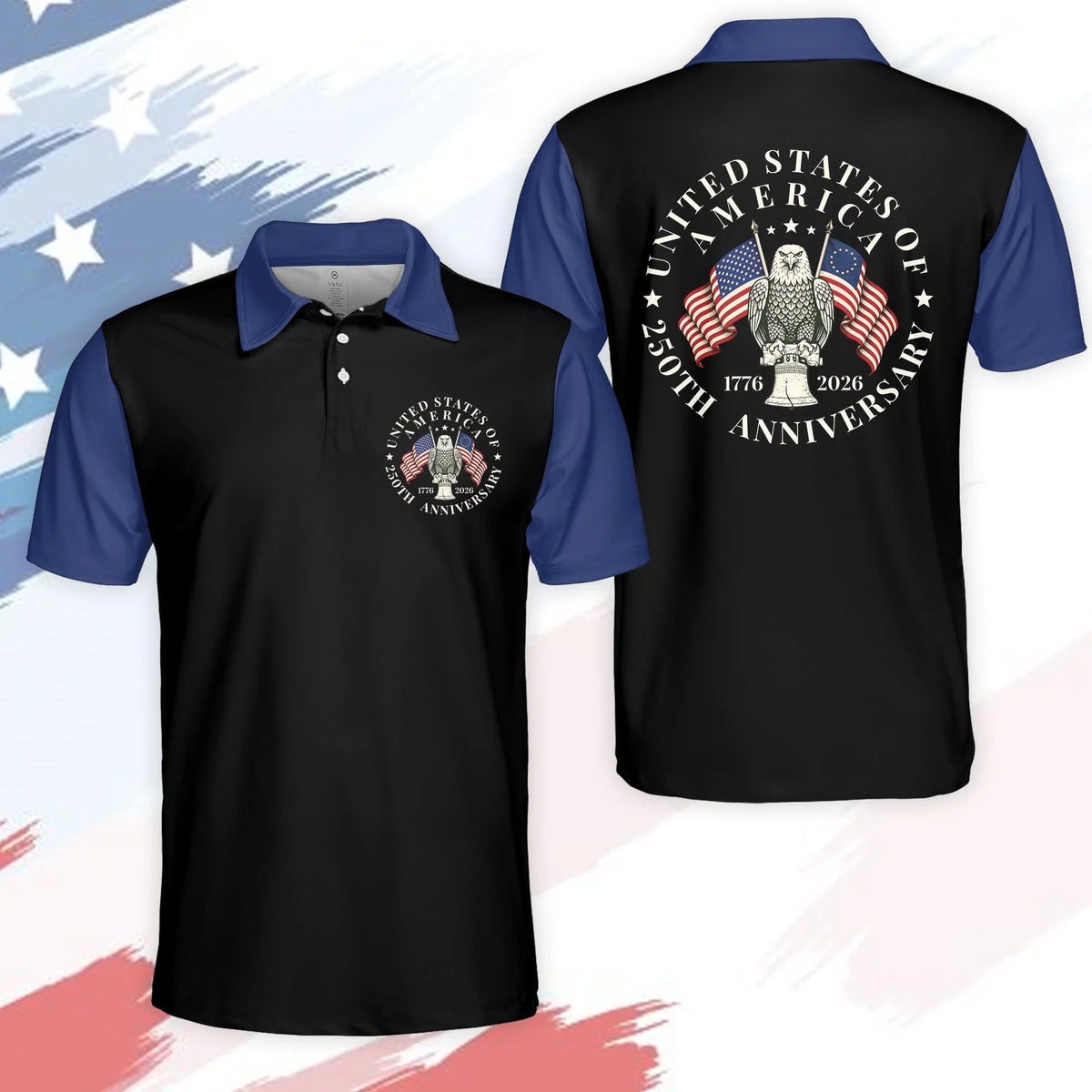 men's Breathable golf polo shirt - short sleeve, cotton blend, for patriotic events