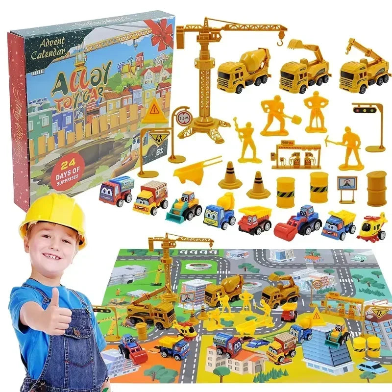 Calendar Advent Car Toys Box Kids 24 Day Christmas Gift