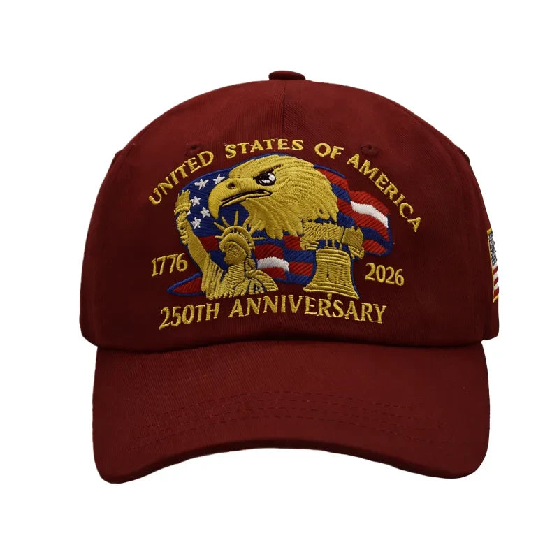 unisex Breathable baseball cap - curved-brim durable 250th-anniversary embroidery, polyester, outdoor wear