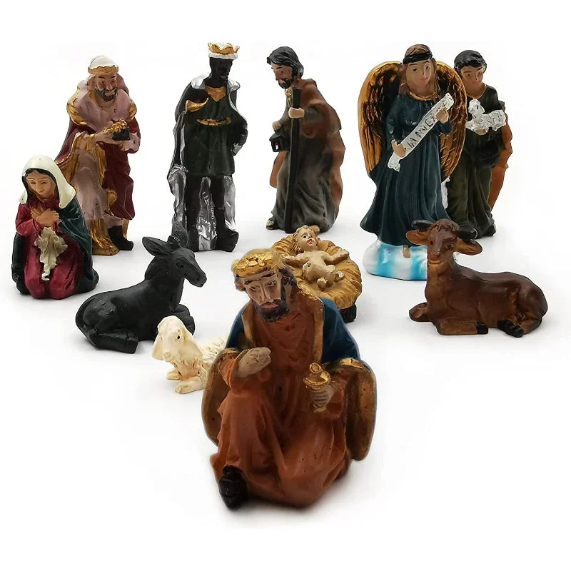 Nativity Kit 11-Piece Resin Christmas Ornaments Manger Scene Catholic Figurines Decor Holiday 2025 Gift