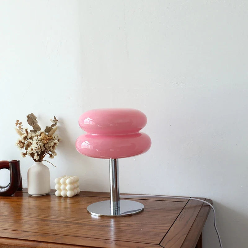 Glass Macaron Table Lamp Trichrome Night Light Eye Guard