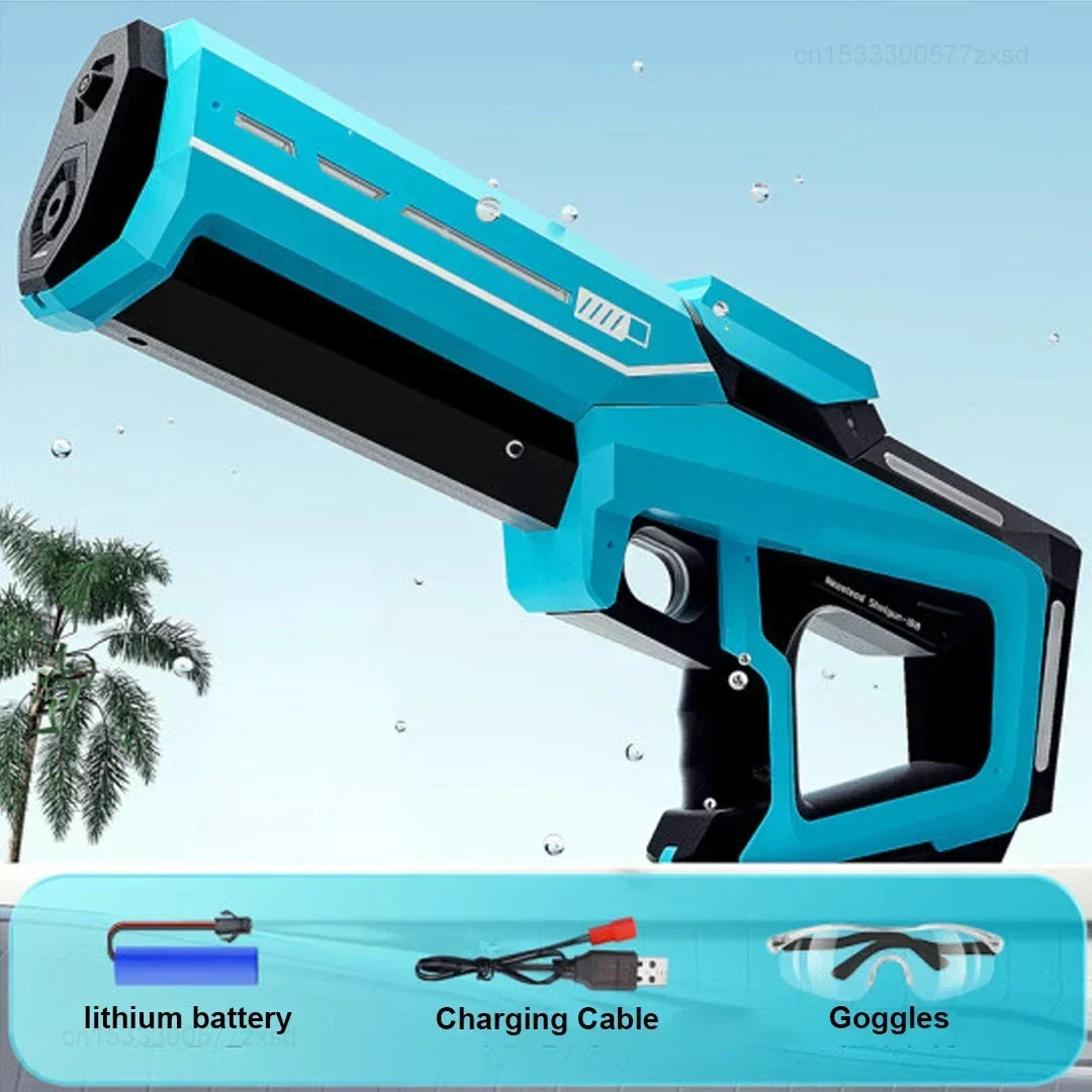 Water Blaster Cordless Dual Motor-Driven Water Gun Large Capacity 8m Range Burst Mode Summer 2025 Beach Kids Toy