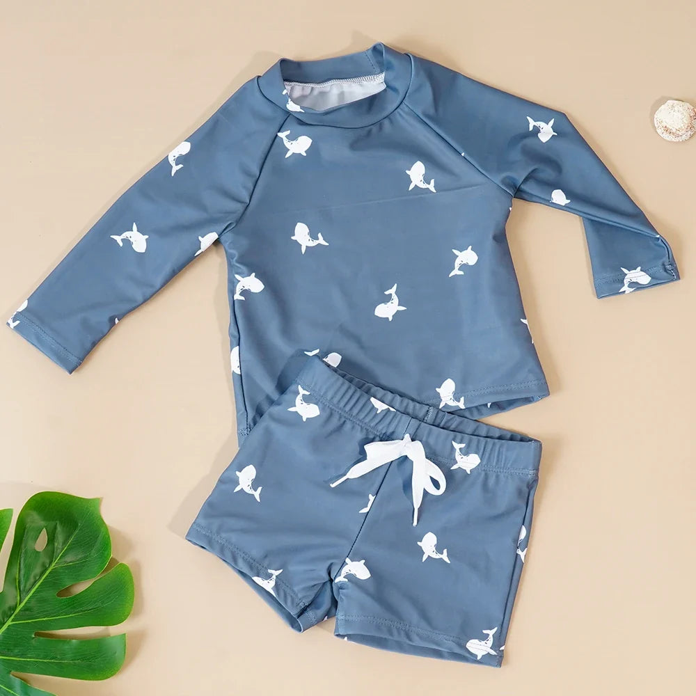unisex Breathable baby swimsuit - long sleeve rash guard, polyester elastane, for summer pool