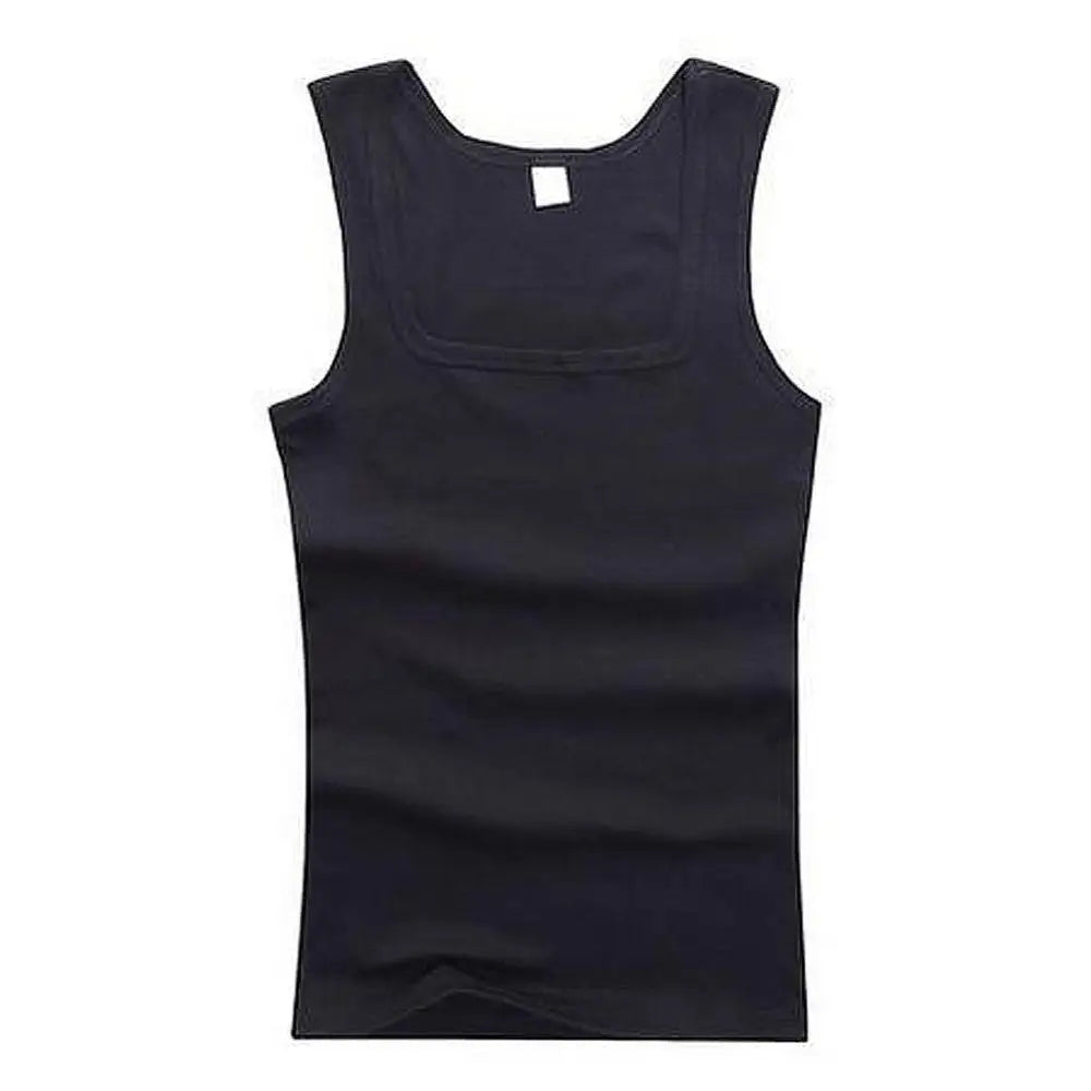 slash neck, casual fit, solid, summer knit vest – Breathable men's cotton tank top