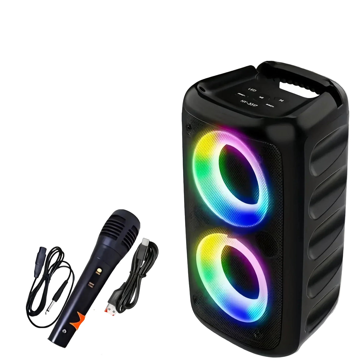 Karaoke2025 Edition Speaker Travel-Friendly Bluetooth System With Microphone And LED Lights For Household Parties Fall